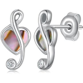 Music Note Earrings 925 Sterling Silver Music Earrings for Women Treble Clef Stud Earrings Jewelry Gifts for Women Girls