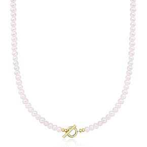 RS Pure by Ross-Simons 4-5mm Cultured Pearl Toggle Necklace With 14kt Yellow Gold. 18 inches