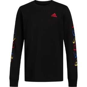 adidas Boys' Long Sleeve Cotton Small Logo T-Shirt