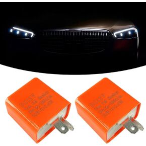 2 PCS Car LED Flasher Relay, Motorcycle Parts 12V 2 Pin Speed Adjustable Indicator Flasher Relay, LED Electronic Flasher Relay Fix Automotive Turn Signal & Hazard Warn Hyper Flash Relay (Orange)