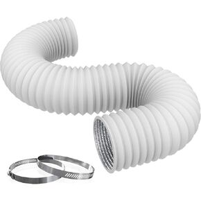 Dryer Vent Hose Flexible Aluminum Foil PVC Air Ducting for HVAC Ventilation Fan Filter Kitchens Exhaust,White (4IN 8FT)