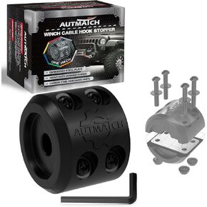 AUTMATCH Winch Cable Hook Stopper (1 Pack), Silicone Rubber Winch Stopper for Wire & Synthetic Rope, Winch Line ATV UTV, Shock Absorbent, Prevent Pulling Bounce and Abrasion, Black