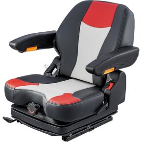 Universal Tractor Seat,Highback Low Suspension Forklift Seat, Adjustable Backrest and Slide Rails,Adjustable Armrests Shock Absorber Heavy Duty Seat for Toro Mower Excavator Harvester