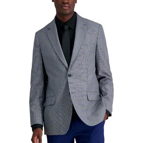 J.M. Haggar Men's Tailored Fit Subtle Print Stretch Sportcoat, Blue, 44 Tall