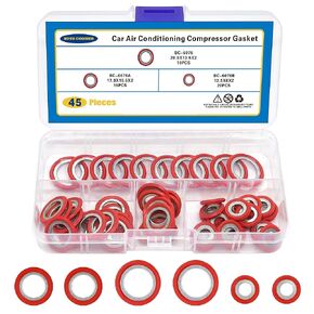 Air Conditioning Compressor Port Seal Washer Kit A/C Gasket Assortment 45 Pieces AC Compressor Washer Seals Bonded Seal Gasket Assortment
