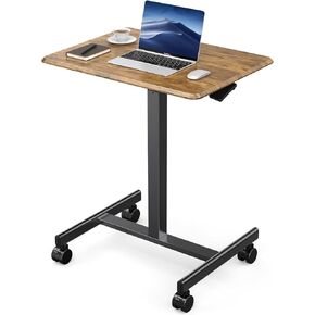 DUMOS Standing Height, Mobile Portable Rolling Laptop Wheels Small Adjustable Desk for Home Office, 19in, White