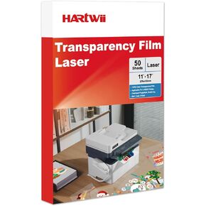 50 Sheets Clear Laser Overhead Projector Film Size 11x17 Inches for Laser Printers and Crisp Projections