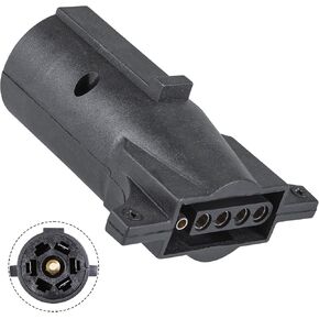 True Mods 7-Way Blade to 5-Way Flat Trailer Adapter [Nickel-Plated Copper Terminals] [Rugged Nylon Housing] [Compact Design] 7-pin to 5-pin Trailer Wiring Plug Adapter