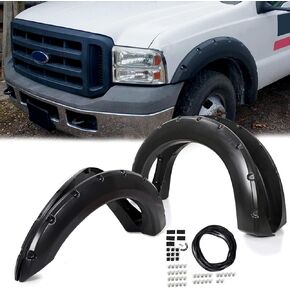 4 PC Wheel Fender Flares Pocket Bolt-Riveted Style Fits Ford 1999-2007 F250 F350 F250 F350 Super Duty with Hardware Kit Replacement for RX311T Front Rear for Truck