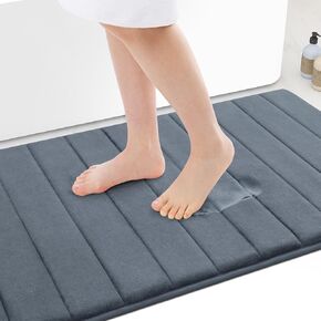 Colorxy Memory Foam Bath Mat 30x20, Ultra Soft and Absorbent Bathroom Rugs, Non-Slip, Machine Wash Dry, Thick Bath Rug Carpet for Bathroom Floor, Sink and Shower, Dark Grey