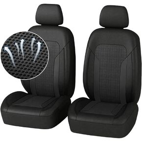4PCS Cooling Car Seat Covers,Breathable Front Seat Covers with Mesh Construction and Foam Padding,Car Seat Protector to Reduce Back Sweating,Universal Car Interior for Car SUV (Black)