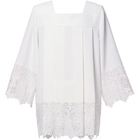 Catholic Premium Clergy Vestment Set Elegant White Surplice with Pleated Lace Details