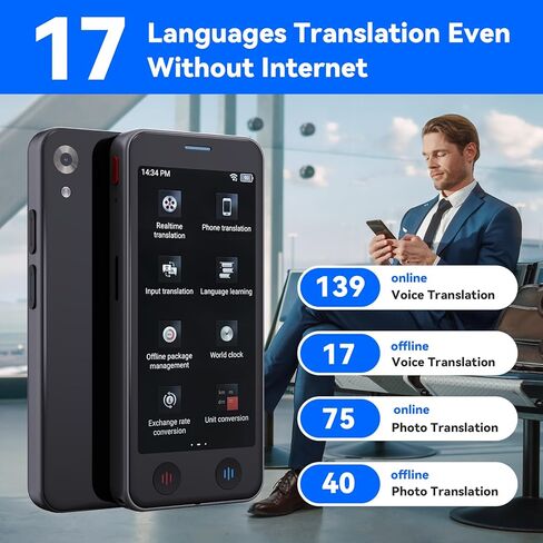 Portable Language Translator Device，Ai Instant Two-Way Online 139 ＆ Offline 17 Foreign Translator Support Voice, Recording, Photo in Kuwait