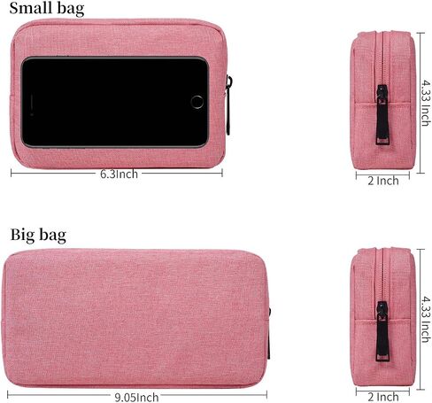 Electronics Accessories Organizer Bag,Portable Digital Storage Bag for Cable,Power Bank,Charger,Charging Cords,Mouse,Adapter,Earphones and More Out-Going,Business,Travel Gadget Bag,Grey(Small+Big) in Kuwait