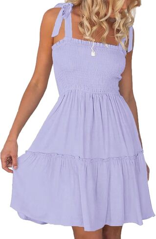 Timathous Women's Summer Spaghetti Strap Cover Up Strapless Dresses Ruffle Tube Top Beach Mini Dress in Saudi Arabia