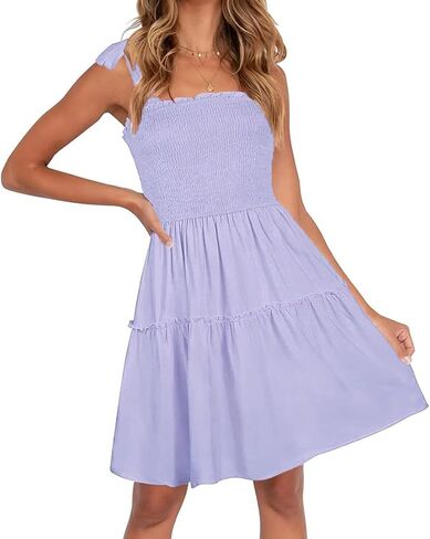 Timathous Women's Summer Spaghetti Strap Cover Up Strapless Dresses Ruffle Tube Top Beach Mini Dress in Saudi Arabia