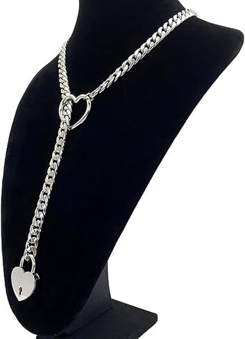 Heart Slip Chain Necklace Slip Chain Necklace Heart Slip Chain Choker Punk Rock Cuban Necklace Adjustable Lariat Y-Necklace for Teen Girls Gifts Trendy Stuff in Saudi Arabia