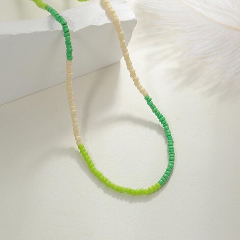 Bohemian Hawaiian Colorful Beaded 14K Gold Plated Cubic Zirconia diamond tennis necklace for Teen Girls Women in Saudi Arabia