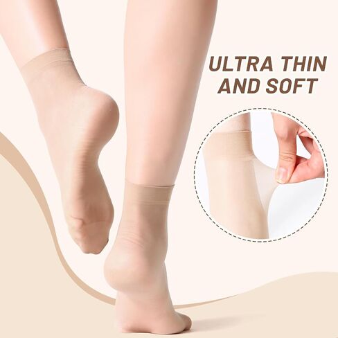12 Pairs Women's Ankle High Sheer Socks for Women Nylon Socks Soft Tight Hosiery with Reinforced Toe in Saudi Arabia