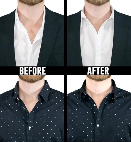 03 - فتحة مثالية - اجعل أي قميص ذو ياقة يبدو رائعًا بدون ربطة عنق لجميع القمصان الرجالية والنسائية - فتحة مفتوحة تمنع انهيار الياقة in Kuwait