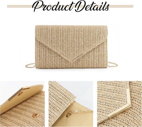 Straw Clutch Purse Raffia Rattan Summer Evening Bag Woven Beach Handbags for Women Wedding Vacation Travel Party 2024 in Saudi Arabia