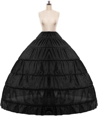 تنورة Hippaopao النسائية كرينولين 6 هوب تنورات نصف زلة طول الأرض تنورة داخلية لفستان الزفاف ثوب الكرة in Kuwait