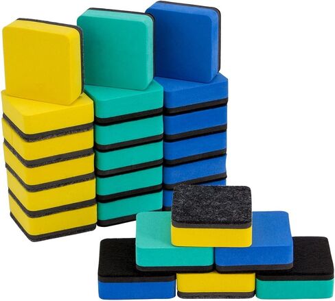 24 pcs Strong Magnetic Whiteboard Erasers - Mini Dry Erase Erasers, Small Chalkboard Cleansers Wiper for Kids and Teachers Classroom Must Haves School Supply Home and Office, Square in Kuwait