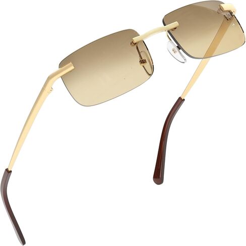 grinderPUNCH Small Slim 90's Popular Nineties Rectangular Sunglasses Clear Rimless Eyewear in Kuwait