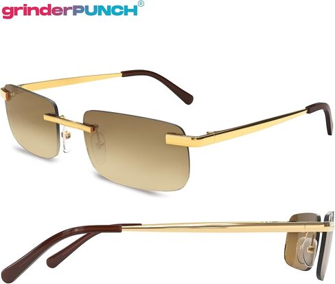 grinderPUNCH Small Slim 90's Popular Nineties Rectangular Sunglasses Clear Rimless Eyewear in Kuwait