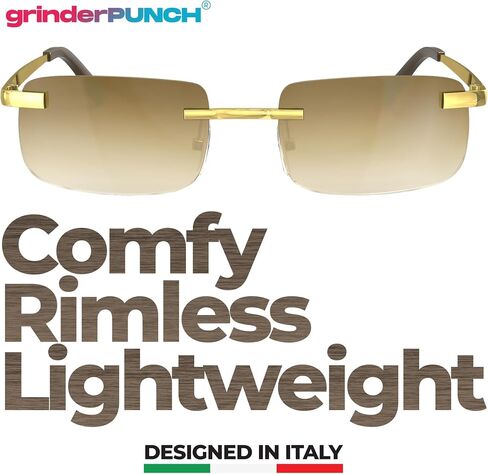 grinderPUNCH Small Slim 90's Popular Nineties Rectangular Sunglasses Clear Rimless Eyewear in Kuwait