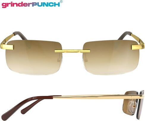 grinderPUNCH Small Slim 90's Popular Nineties Rectangular Sunglasses Clear Rimless Eyewear in Kuwait
