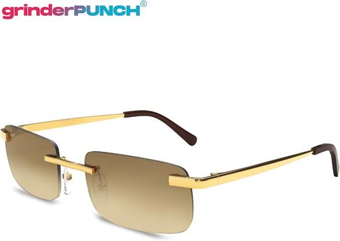 grinderPUNCH Small Slim 90's Popular Nineties Rectangular Sunglasses Clear Rimless Eyewear in Kuwait