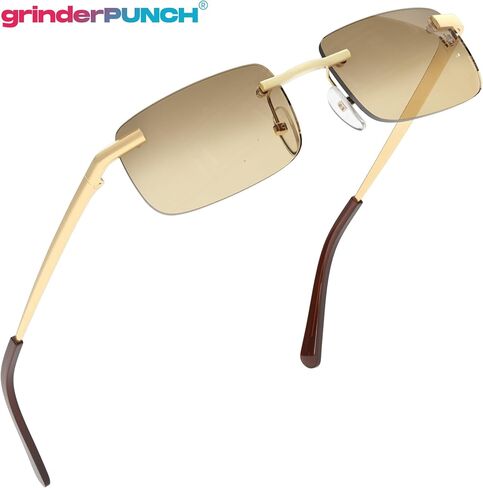 grinderPUNCH Small Slim 90's Popular Nineties Rectangular Sunglasses Clear Rimless Eyewear in Kuwait