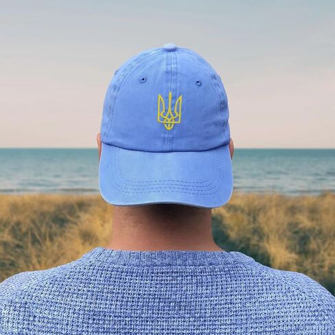 Embroidered Ukraine Hat Retro Vintage Washed Cotton Denim Baseball Caps in Kuwait