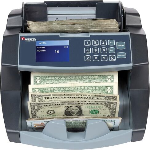 Cassida 6600 UV – USA Business Grade Money Counter with UV/IR Counterfeit Detection – Top Loading Bill Counting Machine w/ ValuCount™, Add and Batch Modes – Fast Counting Speed 1,400 Notes/Min in Saudi Arabia