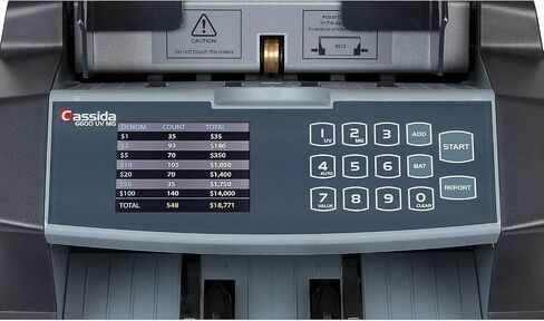 Cassida 6600 UV – USA Business Grade Money Counter with UV/IR Counterfeit Detection – Top Loading Bill Counting Machine w/ ValuCount™, Add and Batch Modes – Fast Counting Speed 1,400 Notes/Min in Saudi Arabia