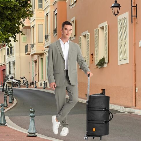 أكياس الملابس المتدحرجة من seyfocnia، حقيبة ملابس واق من المطر قابلة للتحويل مع عجلات، حقيبة ملابس للسفر مع حجرة للأحذية، حقيبة حمل على حقيبة واق من المطر مع عجلات للرجال والنساء - أسود in Kuwait