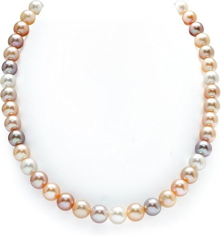 قلادة اللؤلؤة المصدر 14 قيراط من الذهب 9-10 مم بجودة AAA متعددة الألوان من لؤلؤ المياه العذبة المستزرعة للنساء بطول 36 بوصة in Kuwait