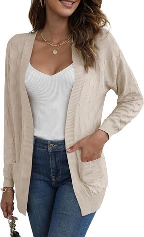 CPOKRTWSO Women's Cardigan Sweaters with Pockets Casual Long Sleeve Open Front Lightweight Cardigans for Women Trendy(S-XL) in Saudi Arabia