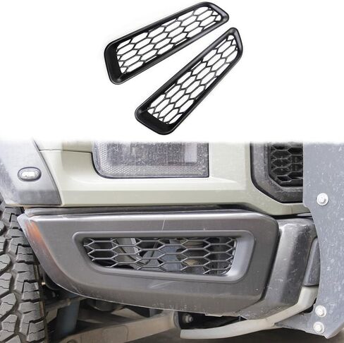 Honeycomb Front Bumper Bottom Fog Vent & Side Fender & Headlgiht Chrome Cover Trim for 2016 2017 2018 2019 2020 Ford F150 Raptor Accessories (Front Fog Vent Black) in Kuwait