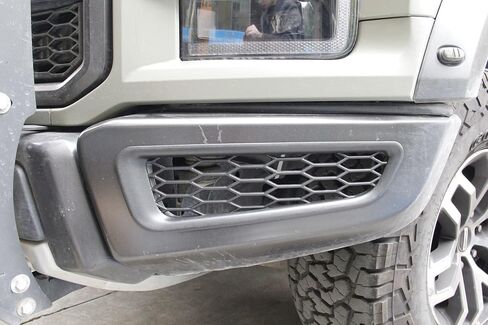 Honeycomb Front Bumper Bottom Fog Vent & Side Fender & Headlgiht Chrome Cover Trim for 2016 2017 2018 2019 2020 Ford F150 Raptor Accessories (Front Fog Vent Black) in Kuwait