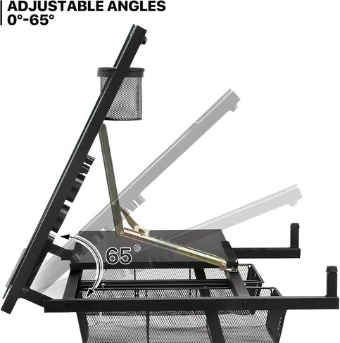 MoNiBloom Drafting Table on Wheels with Storage & Side Tray - Adjustable 0-65° Glass Tabletop, Replaceable Feet Art Desk in Kuwait