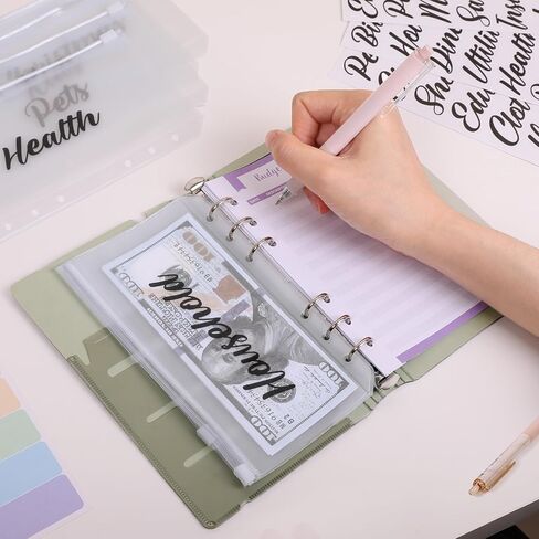 ملف توفير المال SKYDUE A6، مجلد ميزانية مع مظاريف نقدية، كتاب توفير مع 12 قطعة من أوراق ميزانية النفقات وملصقات لاصقة أرجواني in Kuwait