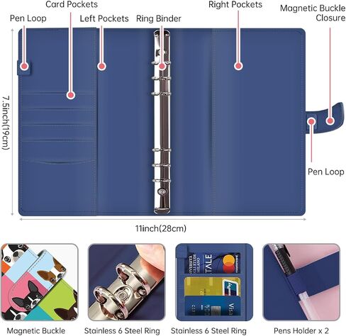 Budget Binder, Cute A6 Money Saving Binder with Zipper Envelopes, PU Leather Money Organizer for Cash, Expense Budget Sheets and Cash Envelopes for Budgeting Cute Dogs in Saudi Arabia