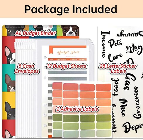 Budget Binder, Cute A6 Money Saving Binder with Zipper Envelopes, PU Leather Money Organizer for Cash, Expense Budget Sheets and Cash Envelopes for Budgeting Cute Dogs in Saudi Arabia