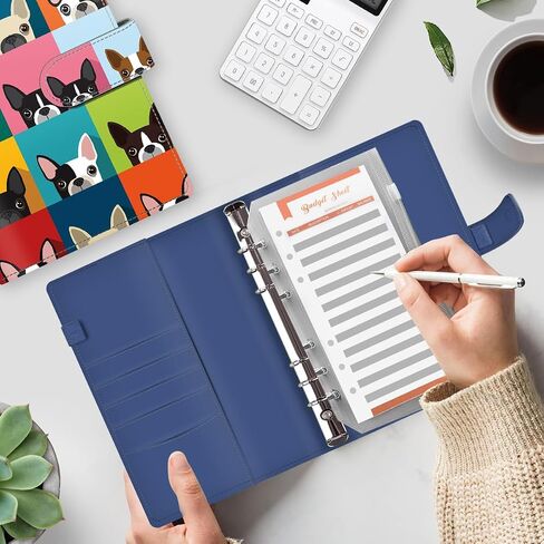 Budget Binder, Cute A6 Money Saving Binder with Zipper Envelopes, PU Leather Money Organizer for Cash, Expense Budget Sheets and Cash Envelopes for Budgeting Cute Dogs in Saudi Arabia