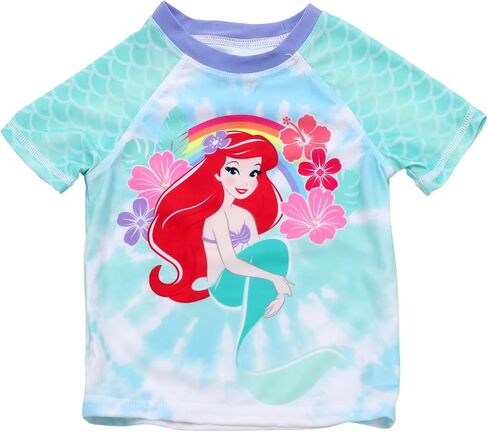 Disney Ariel The Little Mermaid 2 Piece Rash Guard Swim Bottom Set Swimsuit for Toddler Girls, Turquoise, 3T in Saudi Arabia