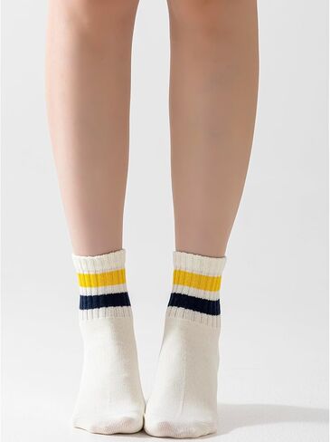 Novelty Socks For Women - Striped Retro Mini Crew Sporty Calf Casual Cotton Ankle Socks in Kuwait