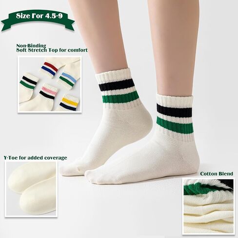 Novelty Socks For Women - Striped Retro Mini Crew Sporty Calf Casual Cotton Ankle Socks in Kuwait