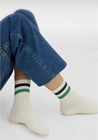Novelty Socks For Women - Striped Retro Mini Crew Sporty Calf Casual Cotton Ankle Socks in Kuwait